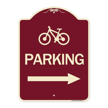 Signmission Bicycle Symbol Parking Right Arrow Heavy-Gauge Aluminum Architectural Sign, 24" x 18", BU-1824-24315 A-DES-BU-1824-24315